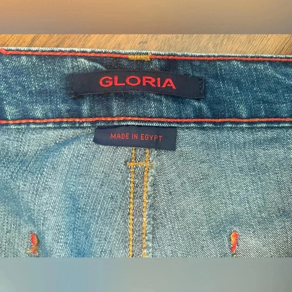 Vintage Y2K Gloria Flare Wide Leg Bell High Rise Jeans Faded Wash Hippie 12 EUC - Picture 11 of 16